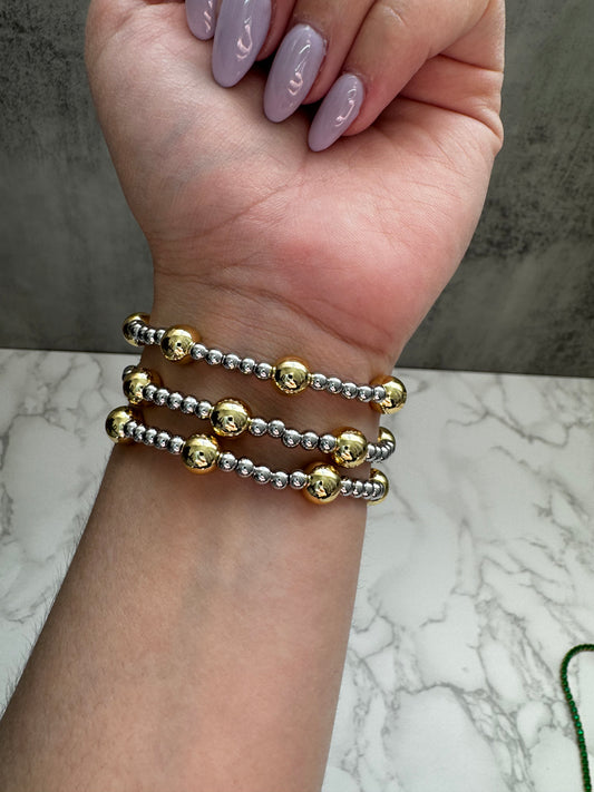 Gold and silver elastic bracelet