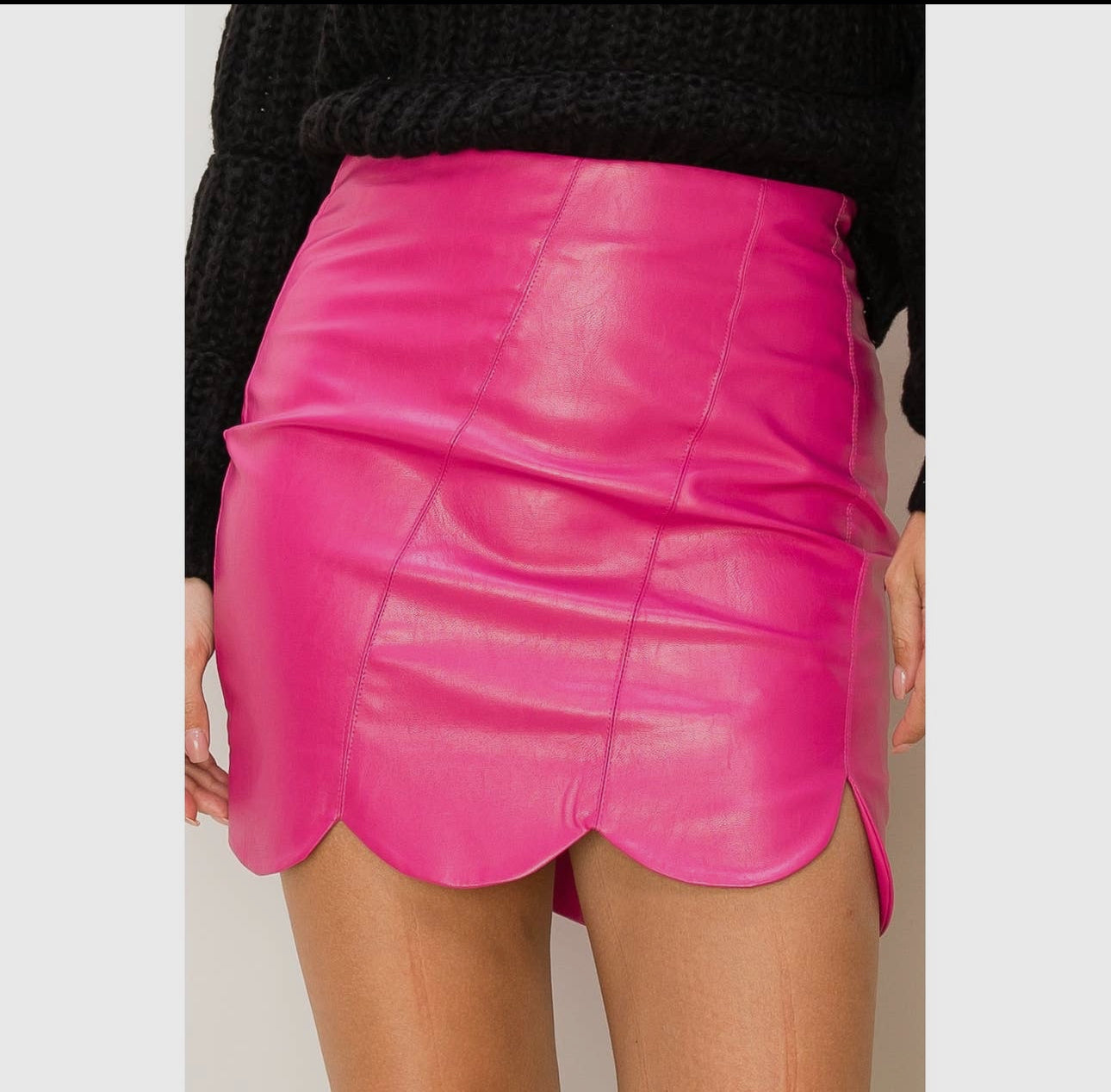 Fucshia faux leather skirt