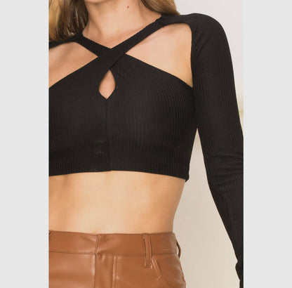 Icon Cutout Long-Sleeve Crop Top